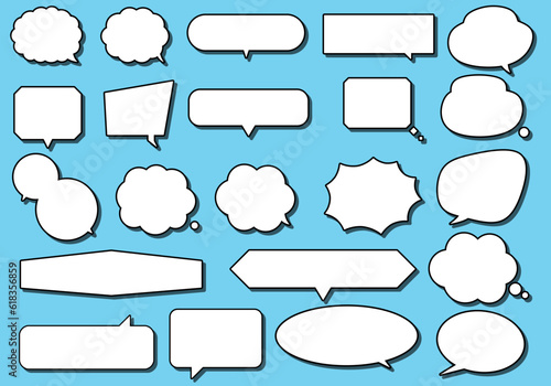 Simple Pop Speech Bubble Set, line width compound shape / editable speech bubble, frame, frame, illustration, vector