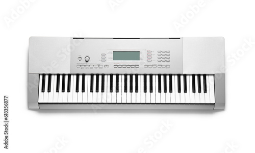 Canvas Print Modern synthesizer keyboard isolated on white background