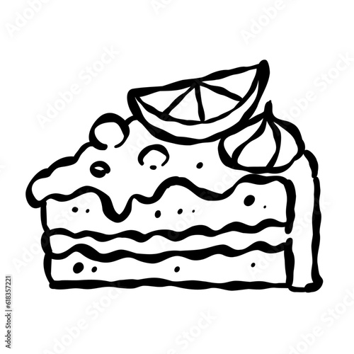 fruit cake drawing, greeting card decoration icon photo