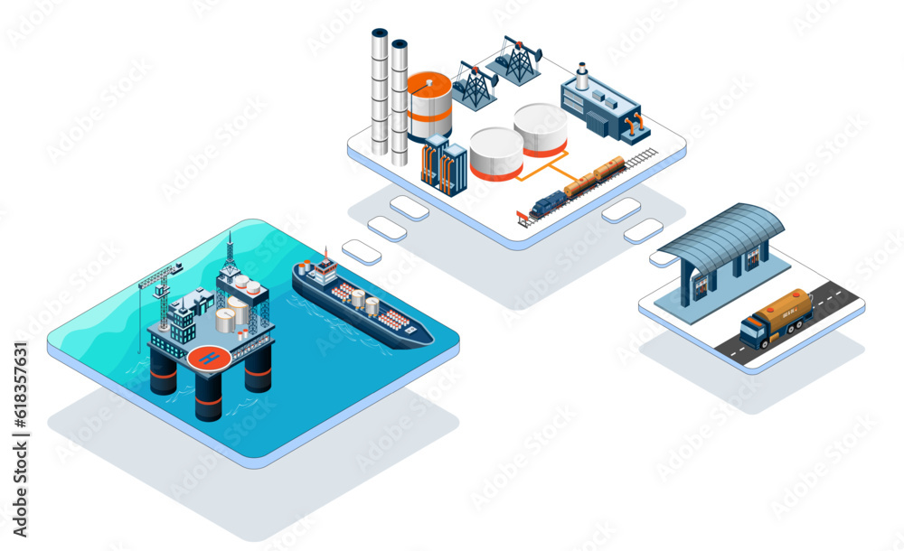 Gas and oil industry platform Banner with Outbuildings, Oil storage tank. Poster Brochure Flyer Design, Vector Illustration eps10 Gas and oil industry platform Banner with Outbuildings, Oil storage tank. Poster Brochure Flyer Design, Vector Illustration eps10