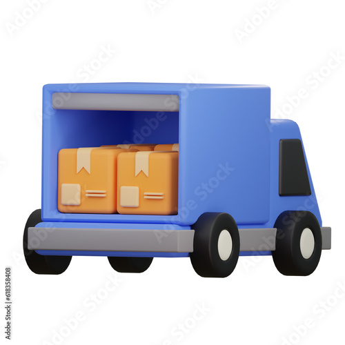 truck with boxes. 3d render.