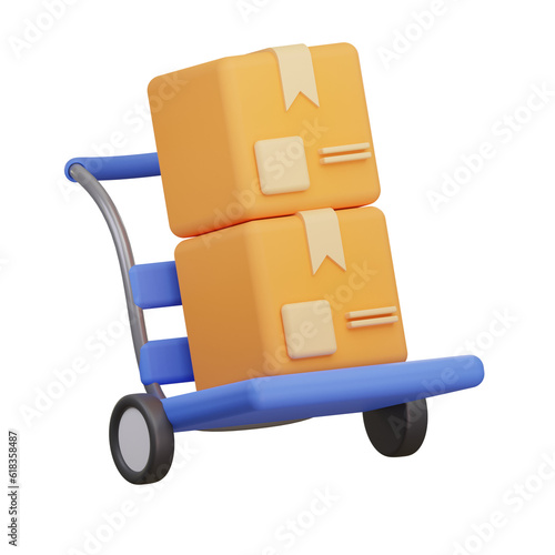 hand truck with boxes. 3d render.