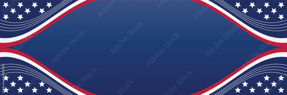 Naklejka premium american independence day background, with decorated flag and free space for text. vector design for banner, greeting card, brochure, web, social media.