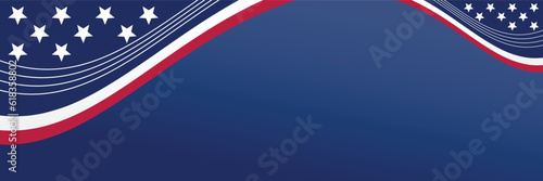 american independence day background, with decorated flag and free space for text. vector design for banner, greeting card, brochure, web, social media.