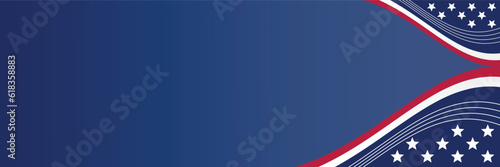 american independence day background, with decorated flag and free space for text. vector design for banner, greeting card, brochure, web, social media.