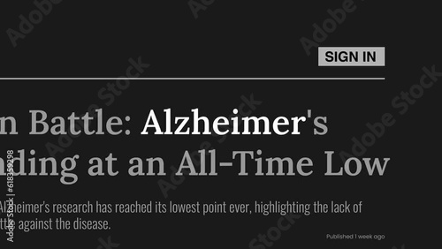 Alzheimer mention on headlines of online news publications