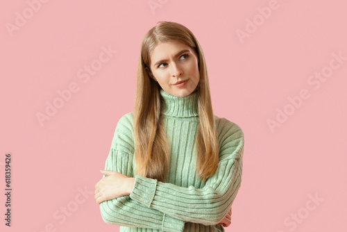 Thoughtful young woman on p...