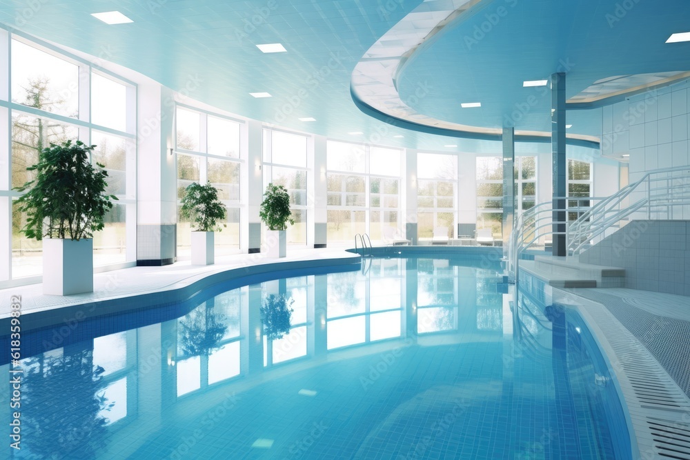 Fototapeta premium indoor swimming poll arena flat lay design ideas photoraphy Generated AI