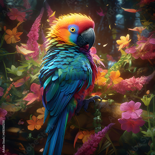 parrot with beautiful colors Generated AI