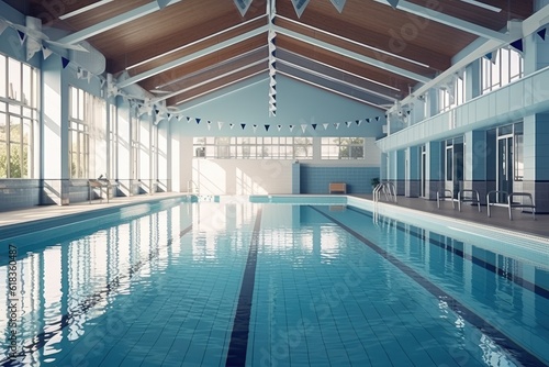 indoor swimming poll arena flat lay design ideas photoraphy Generated AI © NikahGeh