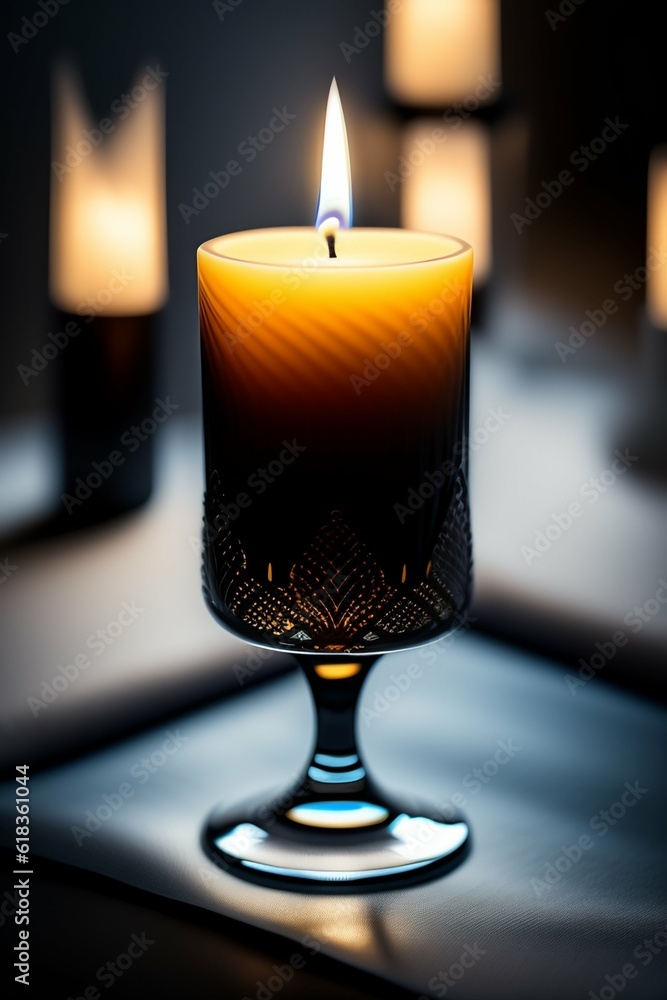 burning candle in glass