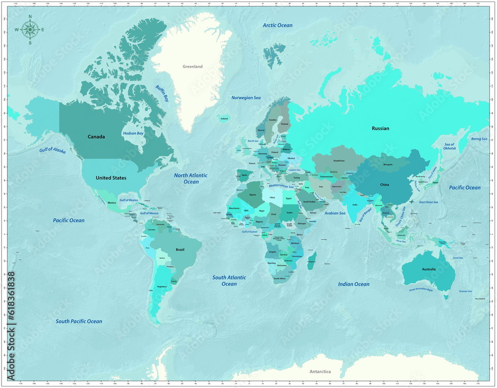 Fototapeta premium World Country Map (JPEG)