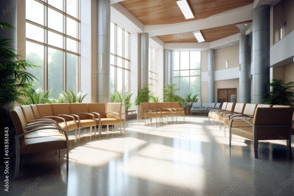 Fototapeta premium Inside hospital lobby hospital waiting area photography