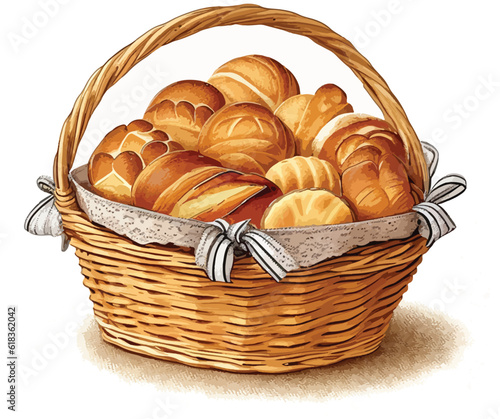 a basket of bread vector