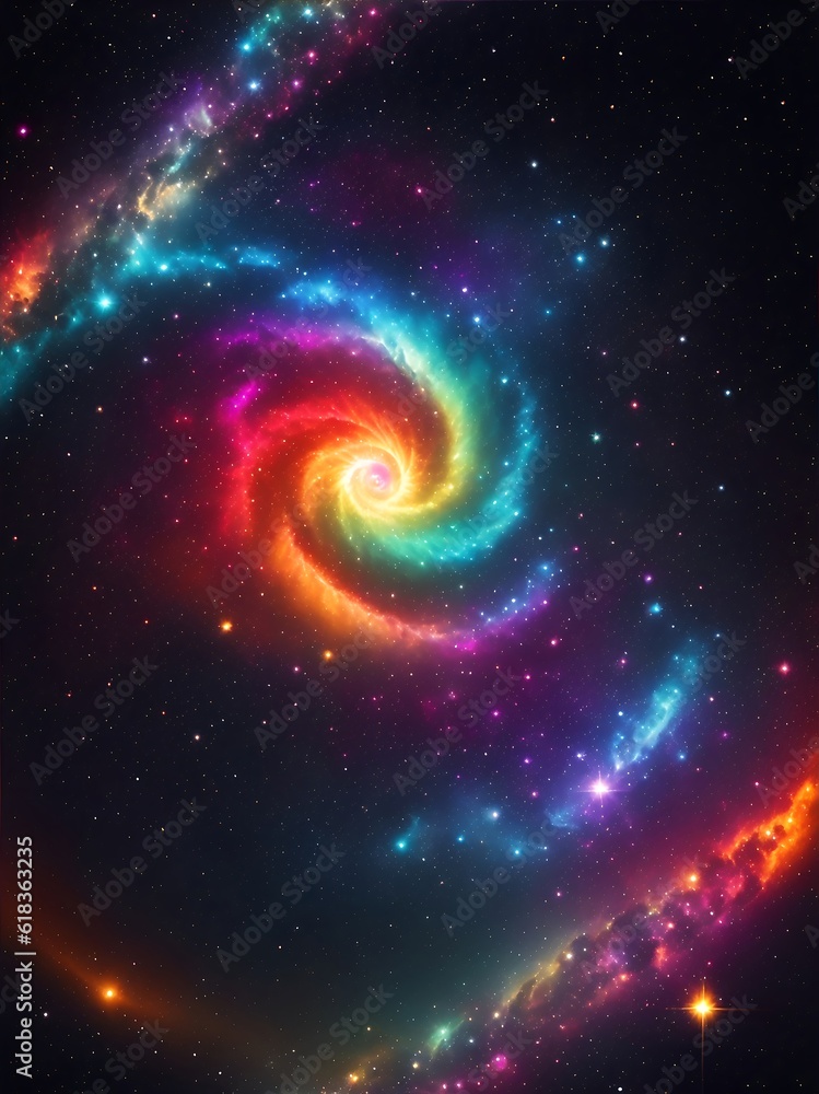 Obraz premium An epic illustration of a beautiful Nebulosa galaxy with vibrant colors, hundreds of stars and multiple planets, evoking a sense of awe and wonder.