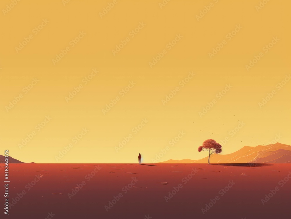 Fototapeta premium artsy minimalist illustration of landscape with colour gradients, generative ai