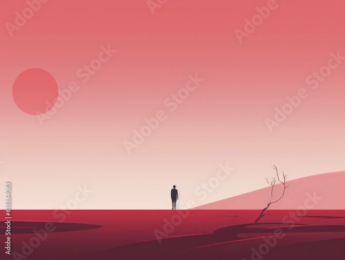 artsy minimalist illustration of landscape with colour gradients, generative ai