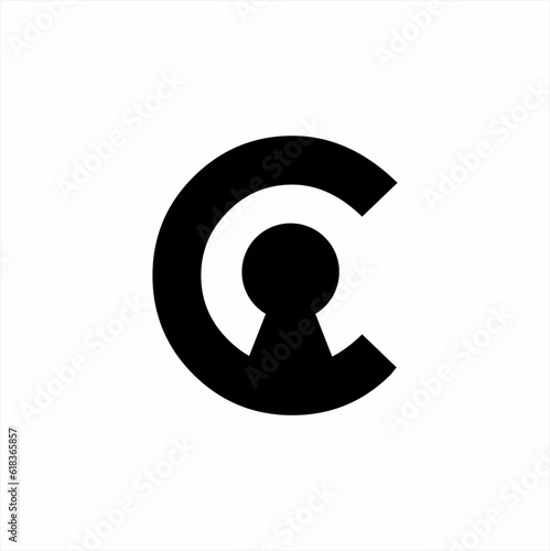 Letter C vector logo design with keyhole. Suitable to use for cyber security logos.