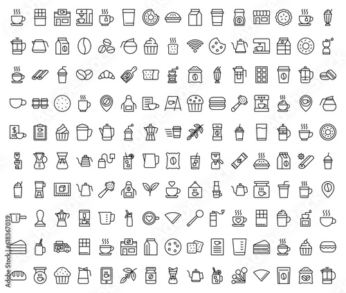 Coffee shop line icons set. Vector line icons.