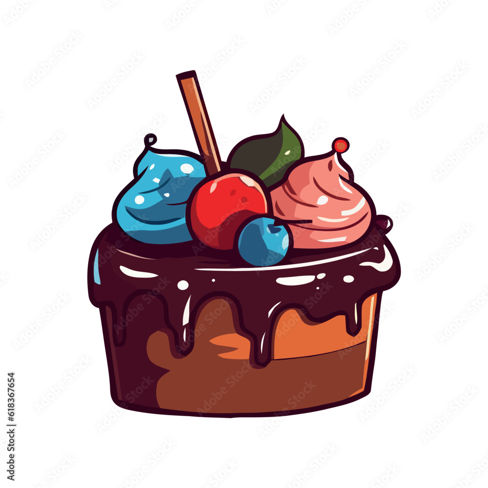 Whipped cream and berries top sweet cupcake Whipped cream and berries top sweet cupcake