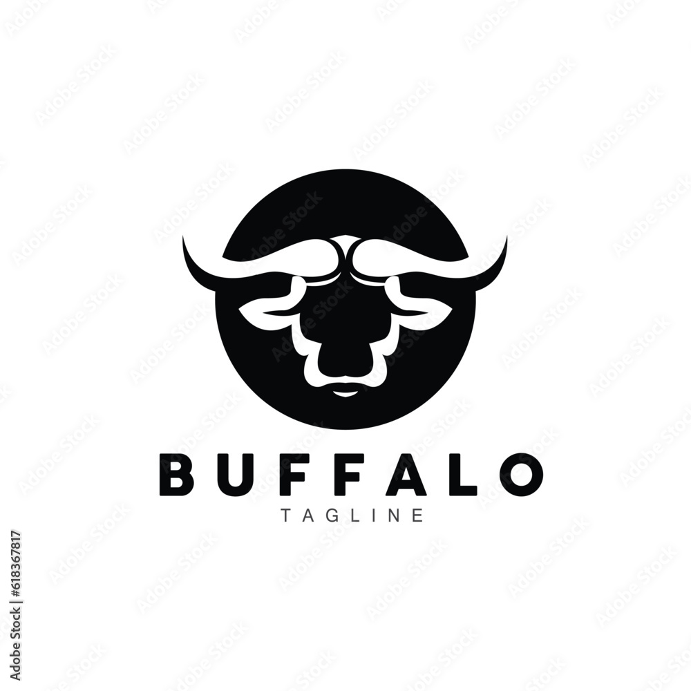 Buffalo Logo, Livestock Farm Animal Vector, Buffalo Head Design Simple Template Silhouette Buffalo Logo, Livestock Farm Animal Vector, Buffalo Head Design Simple Template Silhouette