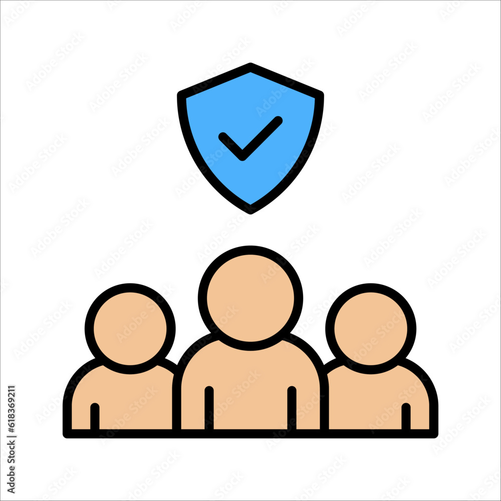 People insurance line icon. Health coverage sign. Life protection policy symbol. Quality design element. vector illustration on white background People insurance line icon. Health coverage sign. Life protection policy symbol. Quality design element. vector illustration on white background