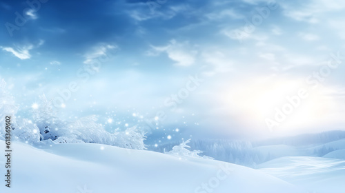 winter mountain landscape beautiful christmas background created with Generative AI  © kimly