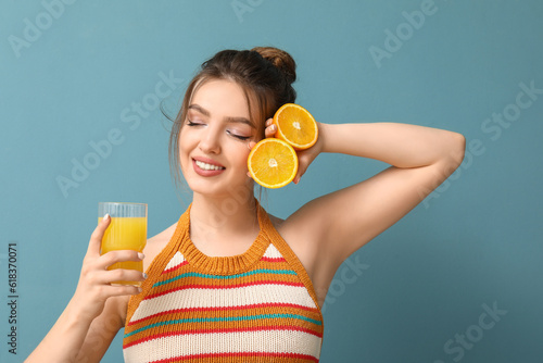 Young woman with glass of j...