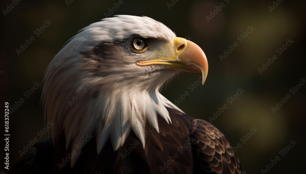 Majestic bird of prey perching on branch generated by AI Majestic bird of prey perching on branch generated by AI