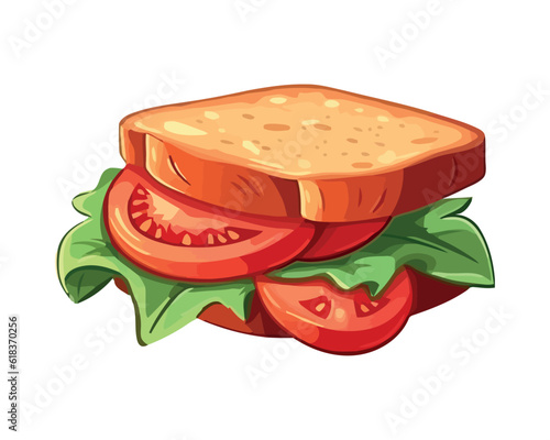 Fresh sandwich with tomato and lettuce
