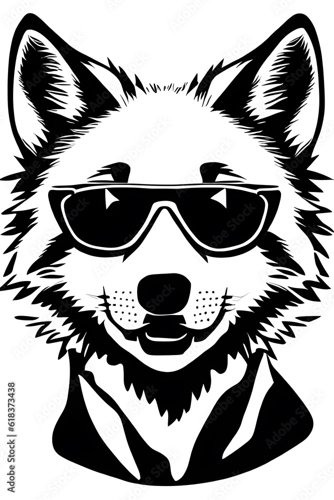 cute wolf wearing sunglasses the background cute wolf wearing sunglasses the background