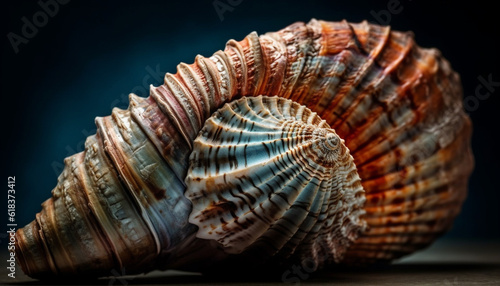 Spiral seashell, beauty in nature fragile design generated by AI
