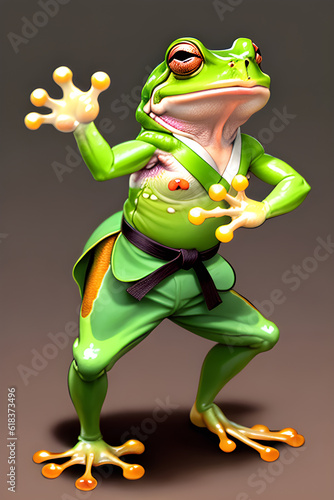 frong toad practicing karate