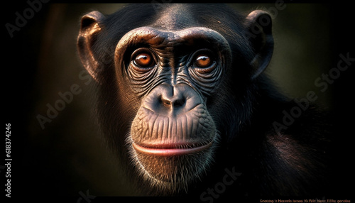 Primate portrait young macaque staring at camera generated by AI