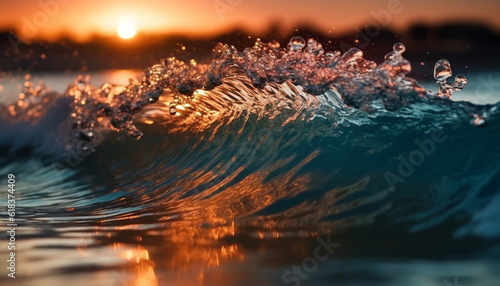 Wallpaper Mural Liquid sunset wave reflects beauty in nature generated by AI Torontodigital.ca