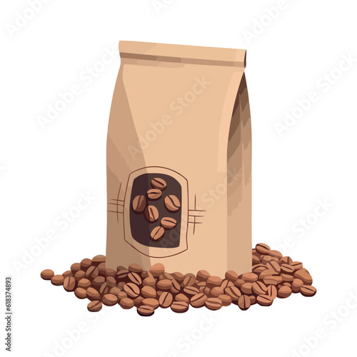 Fresh coffee in a paper bag illustration