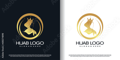 hijab logo with creative style concept premium vector