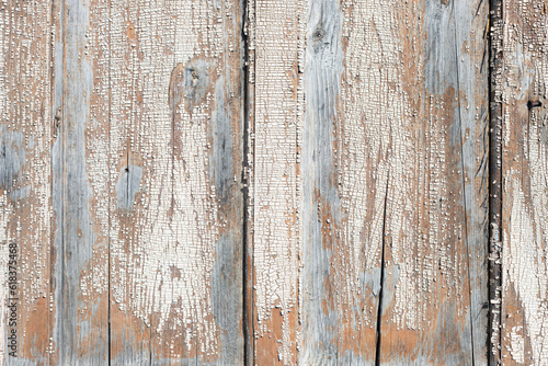 old peeling paint on wooden board texture background full frame. vintage wood surface