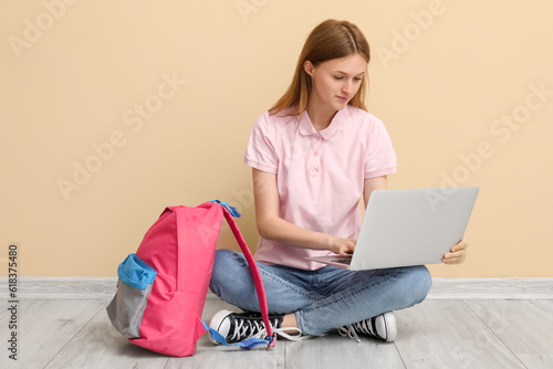 Female student with backpac...