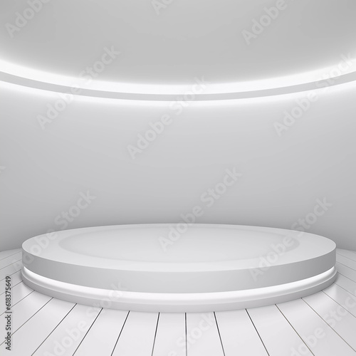 Abstract luxury background, Minimalistic silver and white architectural background and podium, modern design for poster, cover, branding, product showcase, AI generated.