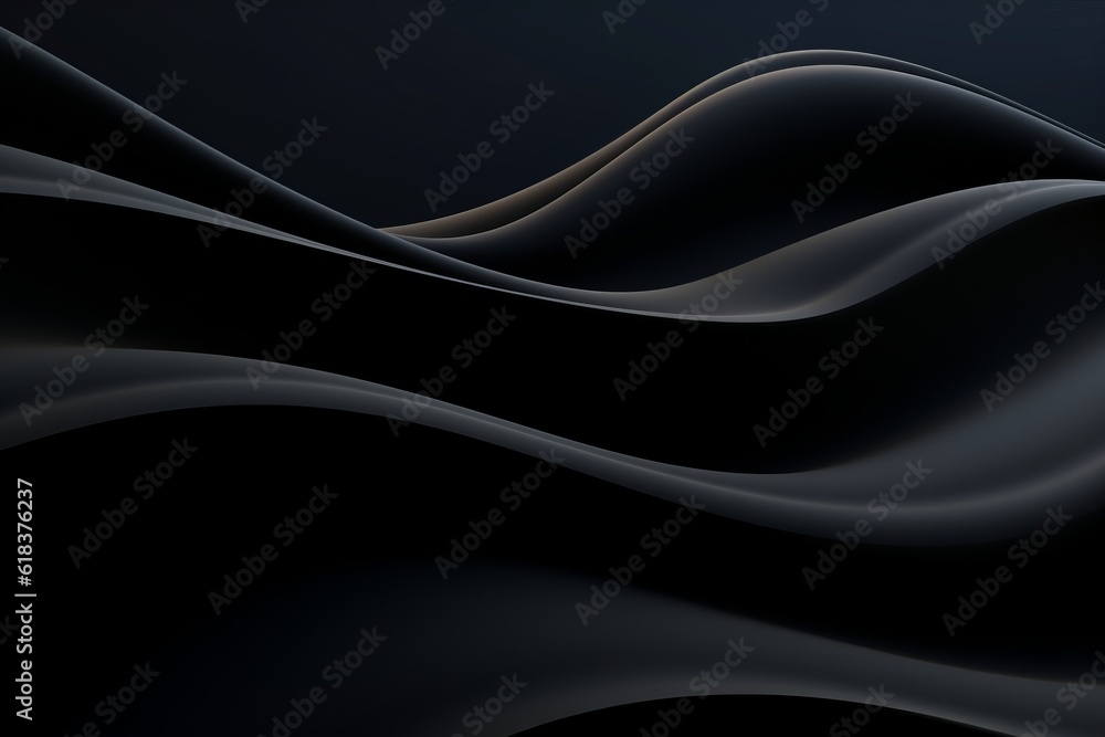 Obraz premium Abstract black wave on dark background. generative ai. 
