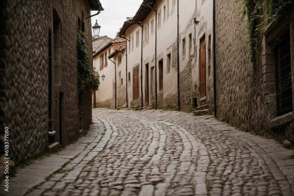 A meandering cobblestone path through silent village