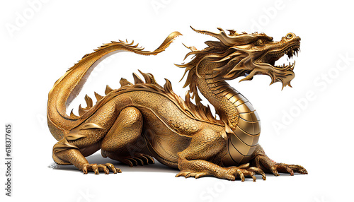 golden dragon statue on transparent background or PNG file  easy to decorate your project. generative AI