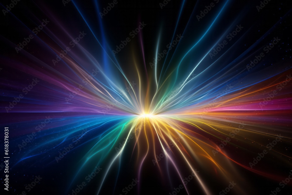 Dispersion of light. Abstract Rainbow on a dark background. Generative AI. Dispersion of light. Abstract Rainbow on a dark background. Generative AI.
