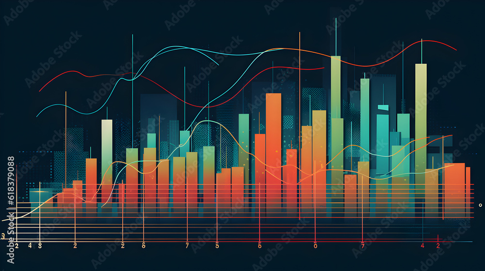 Naklejka premium candlestick chart of stock market background Generative AI