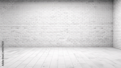 Urban white brick wall and cobble floor  texture backdrop