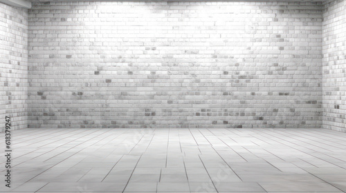 Urban white brick wall and cobble floor  texture backdrop
