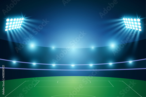 Sport and football stadium with spotlights background graphic 