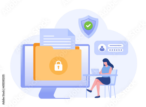 File management administration, data filing concept, folder, gallery, records, database, flat illustration vector template