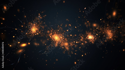 Sparks fly up glowing particles on a black background